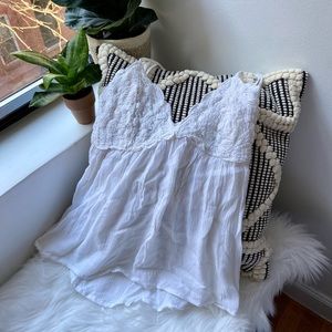 Abercrombie and Fitch White Crochet Tank Top